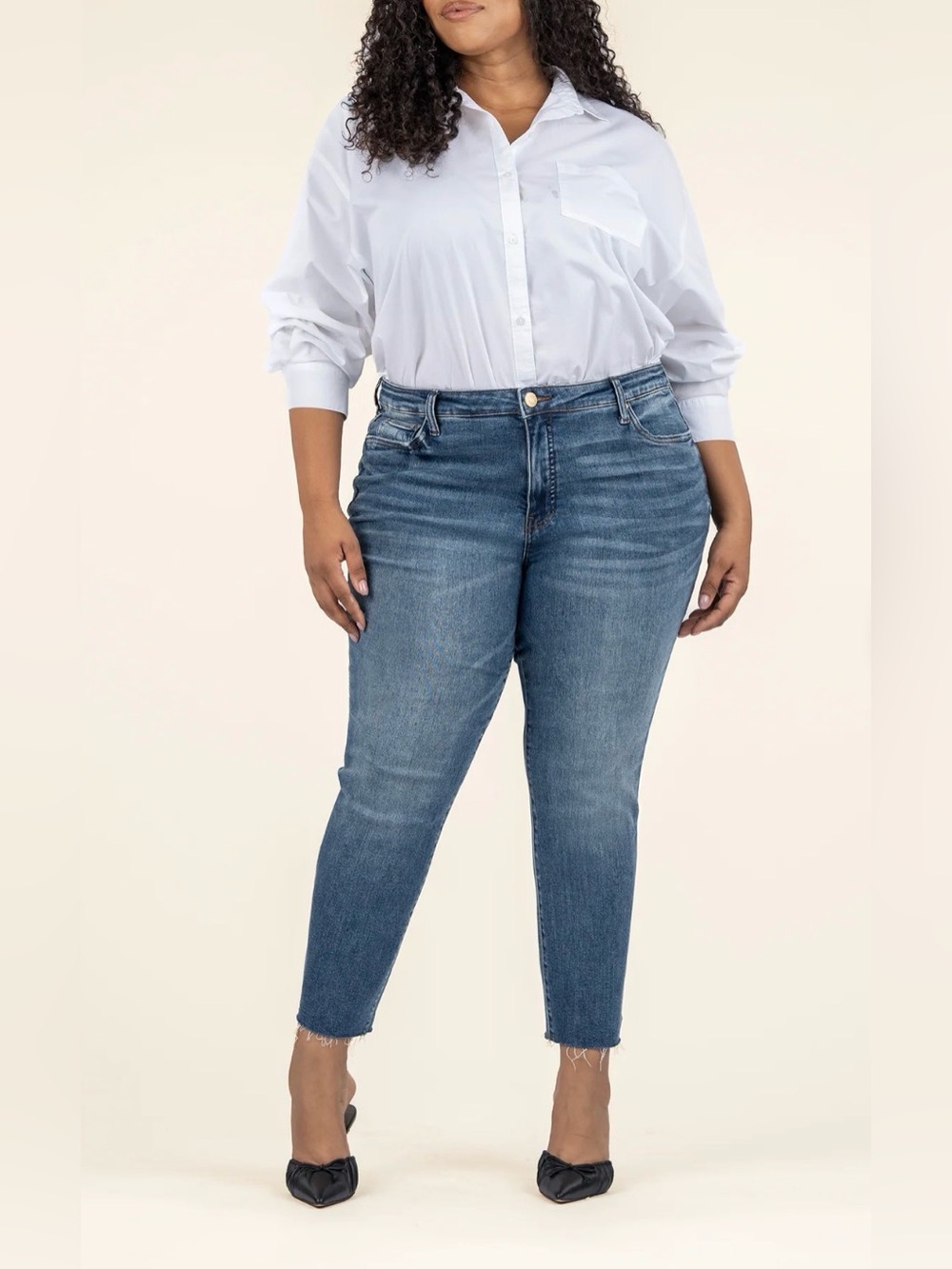 Reese High Rise Ankle Straight Leg, Plus in Reborn Wash
